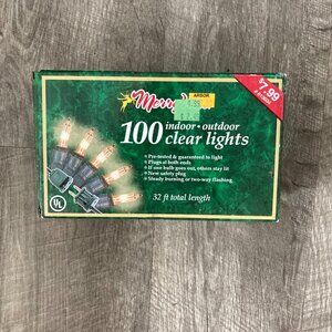 NOS New In Box 100 Indoor Outdoor Clear Mini Christmas String Lights